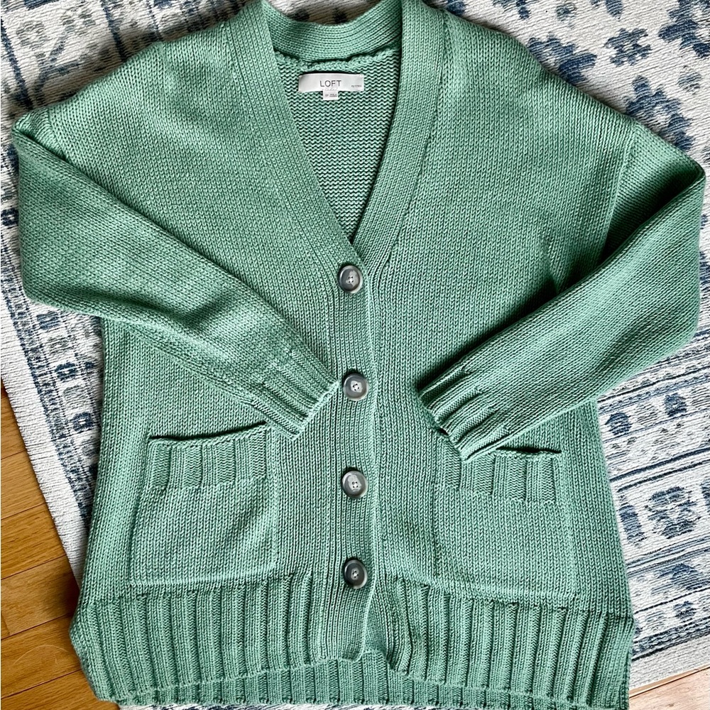Loft Green Cardigan Sweater